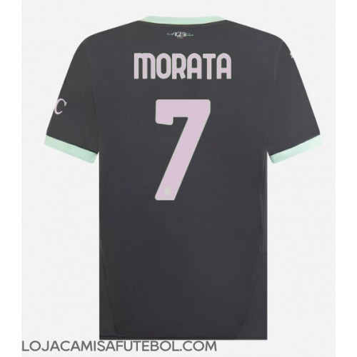 Camisa de Futebol AC Milan Alvaro Morata #7 Equipamento Alternativo 2024-25 Manga Curta